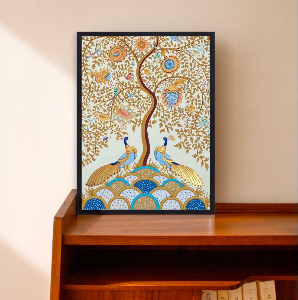 Serene Wall Décor: Tree of Life and Peacocks