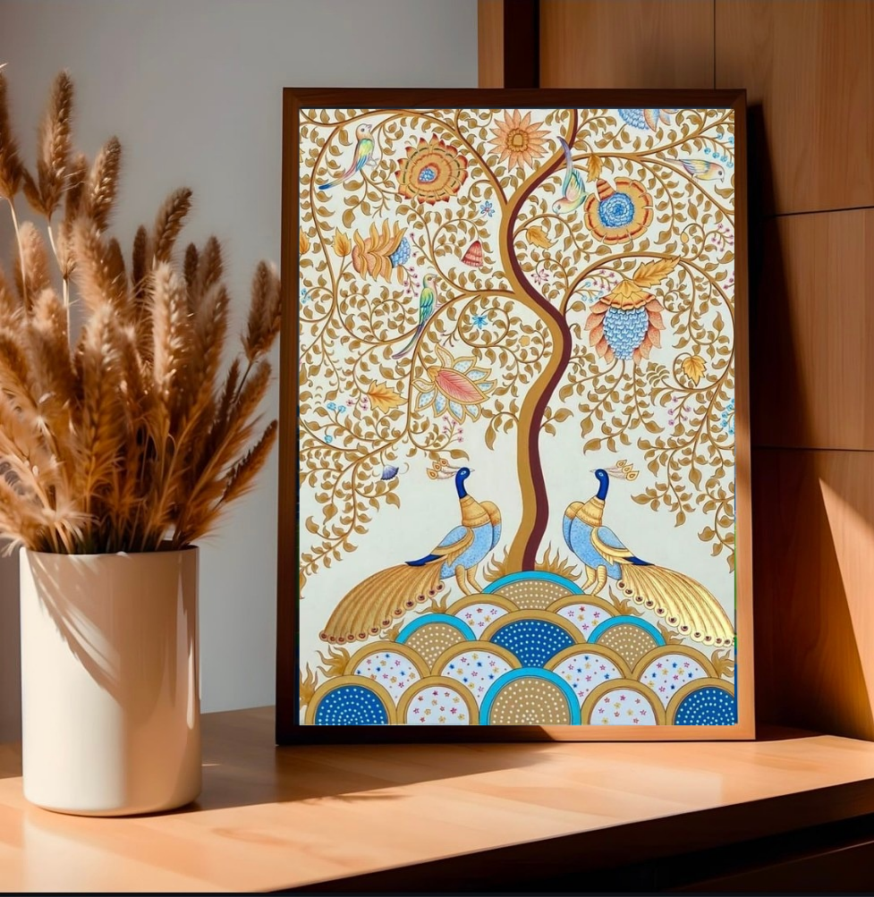 Serene Wall Décor: Tree of Life and Peacocks