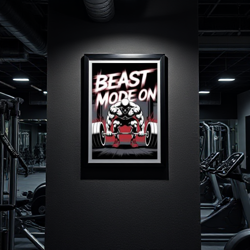 Beast mode on gym motivation wall poster frame