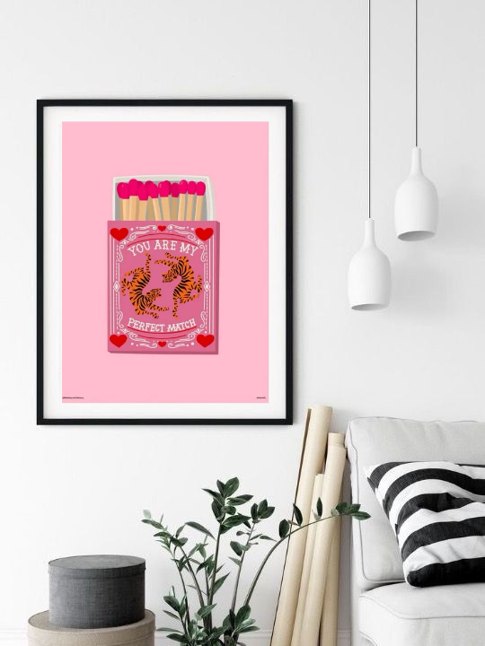 Pink you are my perfect match premium wall poster frame