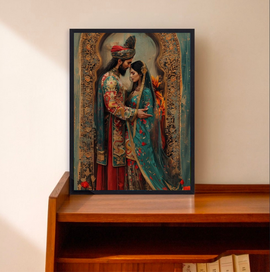 Royal Romance: Traditional Rajasthani Couple Wall Frame