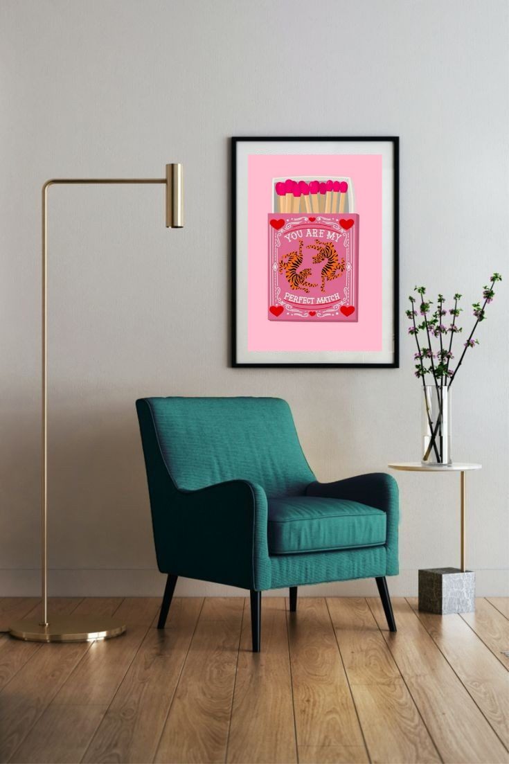 Pink you are my perfect match premium wall poster frame